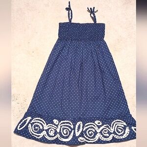 NWOT - Mini Boden smocked polka dot summer dress navy and white 7-8y